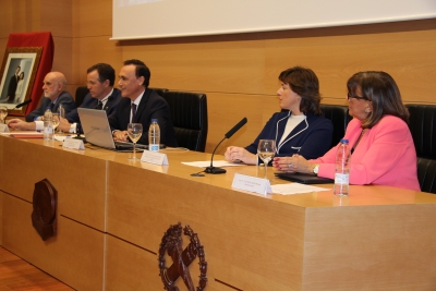 De izquierda a derecha, Pedro Ruiz, Eulalio Fernndez, Jos Carlos Gmez Villamandos, M ngeles Jordano y Ana Mara Padilla durante el acto de apertura